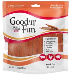 Healthy Hide Good'n' Fun Triple Flavor Ribs Rawhide, Chicken and Pork Hide