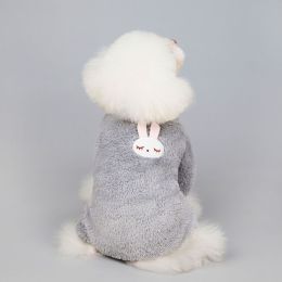 Pet Clothes Dog Four-legged Cashmere Cat Velvet Suit Thickened Joy Rabbit Six-petal Flower English Wind