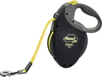 Flexi Giant Retractable Tape Dog Leash - Black / Neon