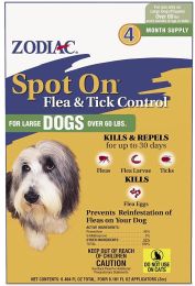 Zodiac Spot on Flea & Tick Controller for Dogs (size: Large Dogs over 60 lbs (4 Pack))