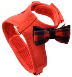 Coastal Pet Accent Microfiber Dog Harness Retro Red with Plaid Bow (size: small)