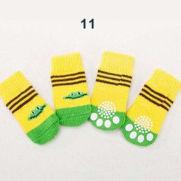 Wholesale 4 Piece Knit Socks Claws Warm Non-Slip Puppy Shoes Socks (Color: 11)