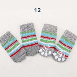 Wholesale 4 Piece Knit Socks Claws Warm Non-Slip Puppy Shoes Socks (Color: 12)