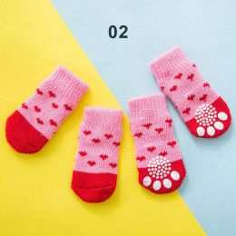 Wholesale 4 Piece Knit Socks Claws Warm Non-Slip Puppy Shoes Socks (Color: 2)