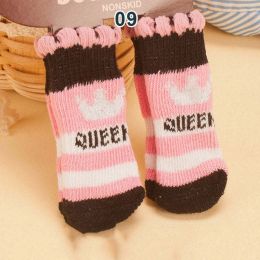 Wholesale 4 Piece Knit Socks Claws Warm Non-Slip Puppy Shoes Socks (Color: 9)