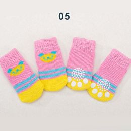 Wholesale 4 Piece Knit Socks Claws Warm Non-Slip Puppy Shoes Socks (Color: 5)