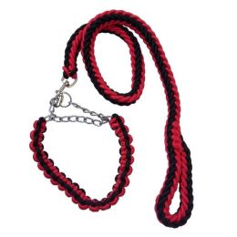 Wholesale Collar Leash Small Large and Medium Dogs (Color: Black-Red)