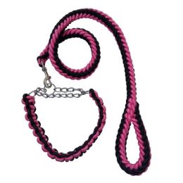 Wholesale Collar Leash Small Large and Medium Dogs (Color: Black-Pink)