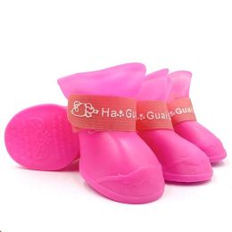 Wholesale pet waterproof non-slip rubber rain boots (Color: Pink)