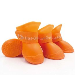 Wholesale pet waterproof non-slip rubber rain boots (Color: Orange)