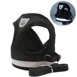 Leash Set Reflective Cat Strap (Color: black)