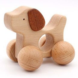 children's wooden car (Color: puppy car)