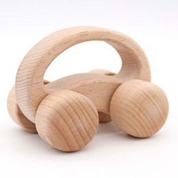 children's wooden car (Color: Beech Unpainted Big Flat Wheel Car)